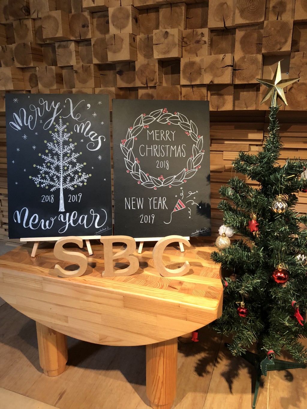 黒板アートレッスンクリスマスボード