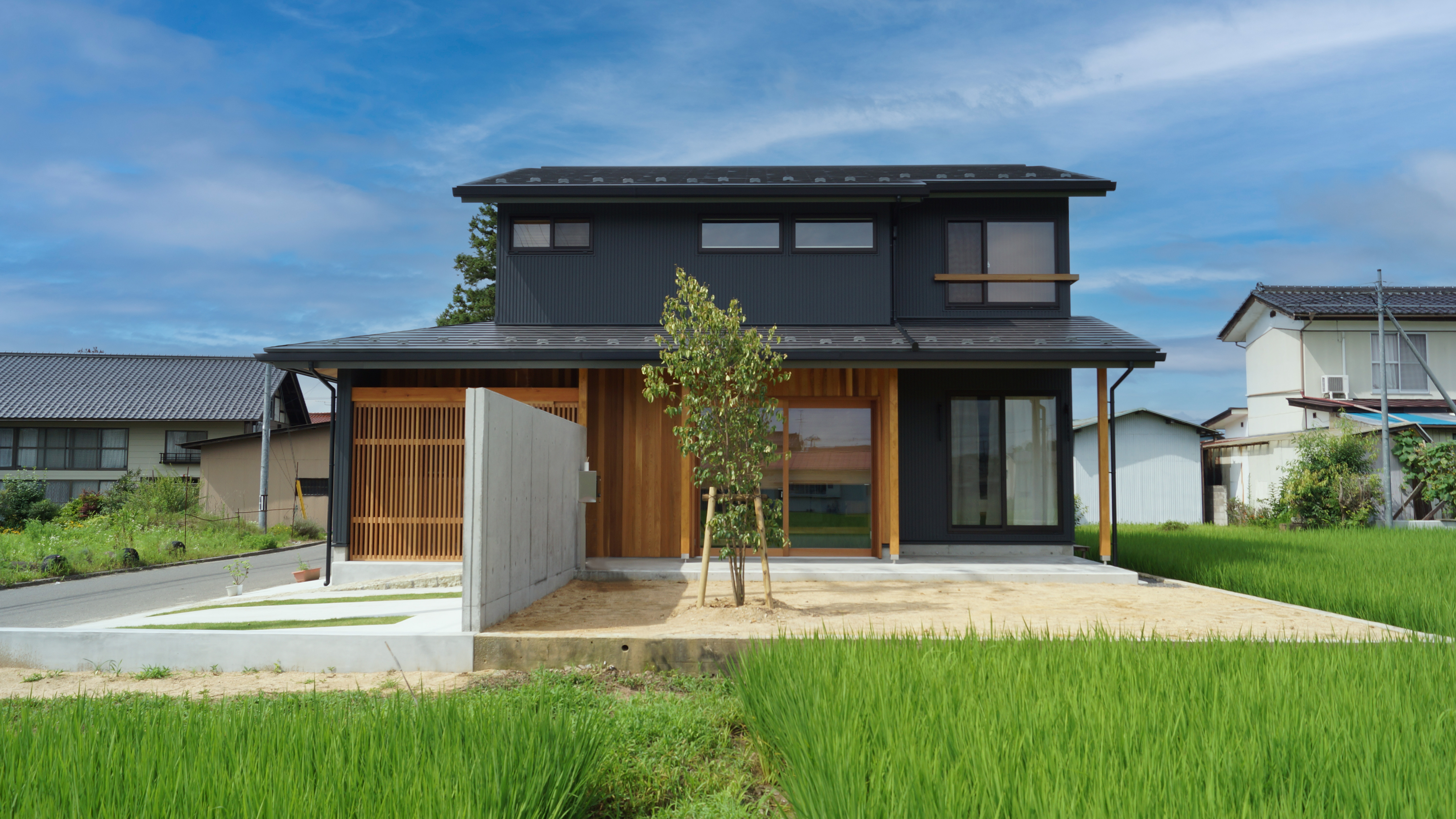 花火を眺める家